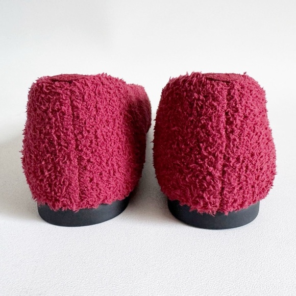 Vivaia Margot 2.0 Ballet Flat Square Terry Boucle Fuzzy Knit Comfy Burgundy 8.5 - Picture 9 of 13